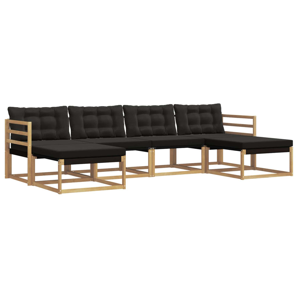 Conjunto de sofás de exterior con cojín 6 pcs Blanco y Negro