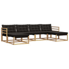 Conjunto de sofás de exterior con cojín 6 pcs Blanco y Negro