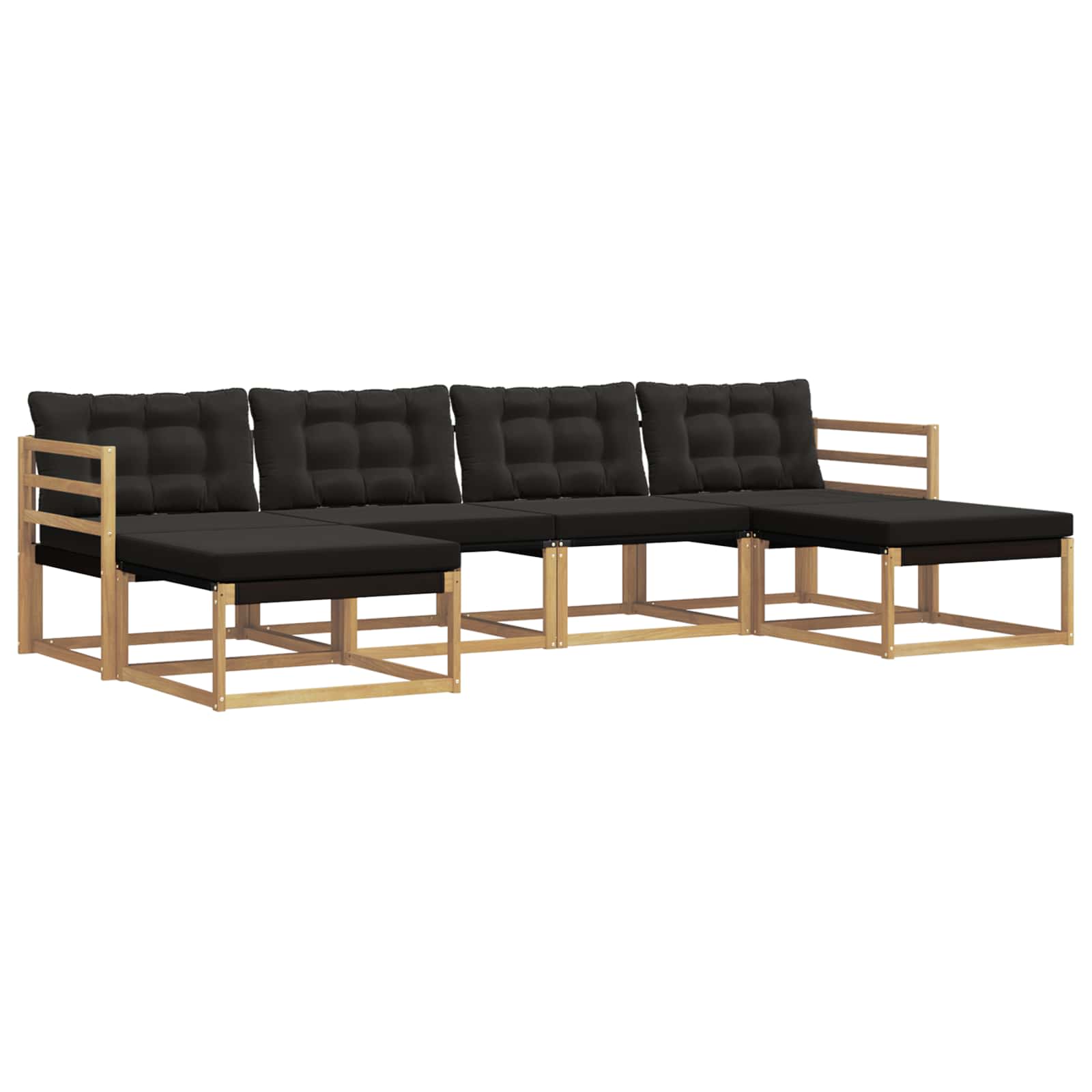 Conjunto de sofás de exterior con cojín 6 pcs Blanco y Negro