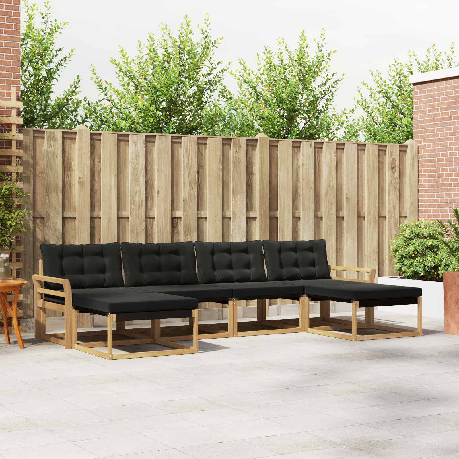 Conjunto de sofás de exterior con cojín 6 pcs Blanco y Negro