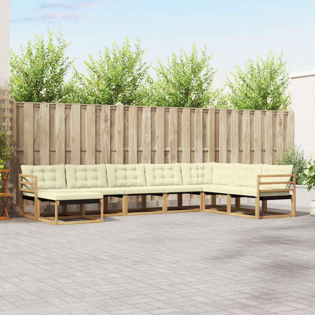 Conjunto de sofás de exterior 8 pcs Blanco y Gris Claro