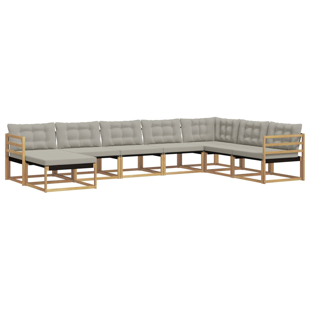 Conjunto de sofás de exterior 8 pcs Blanco y Gris Claro