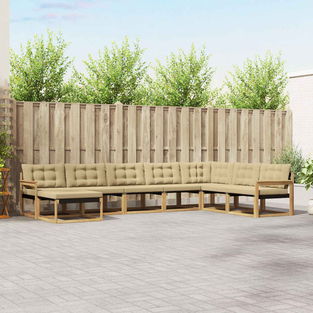 Conjunto de sofás de exterior 8 pcs Blanco y Gris Claro