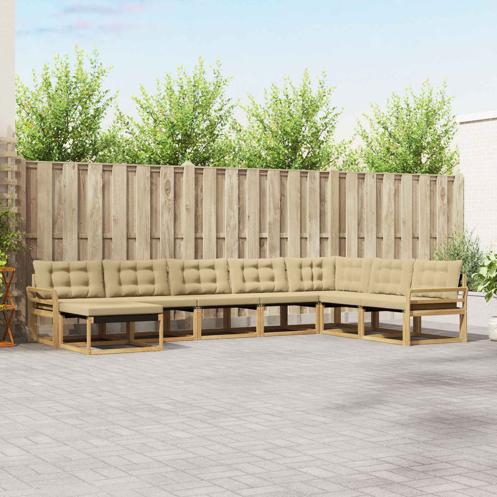 Conjunto de sofás de exterior 8 pcs Blanco y Gris Claro