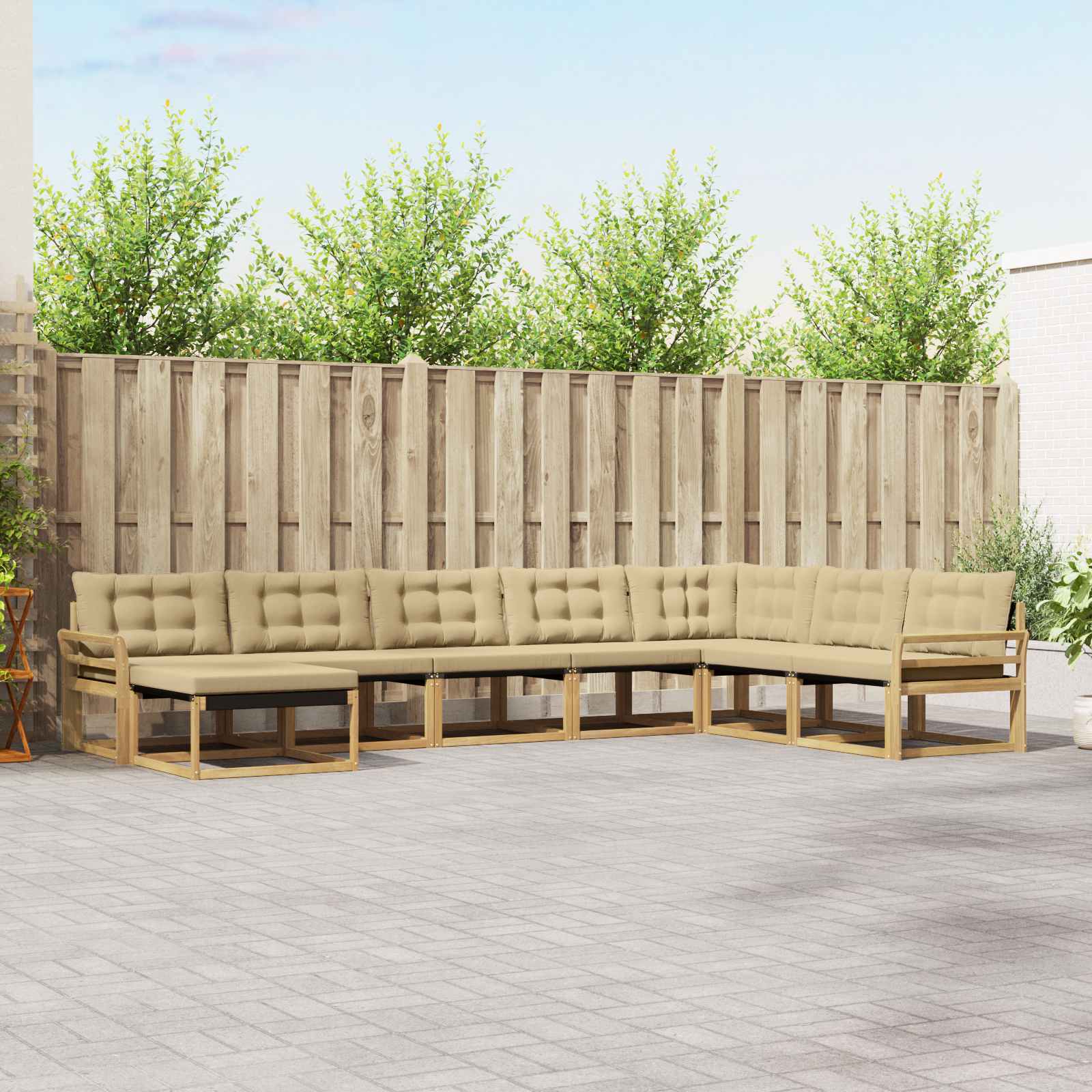 Conjunto de sofás de exterior 8 pcs Blanco y Gris Claro