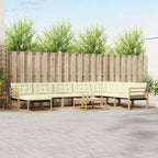 Conjunto de sofás de exterior 9 pcs Blanco y Crema