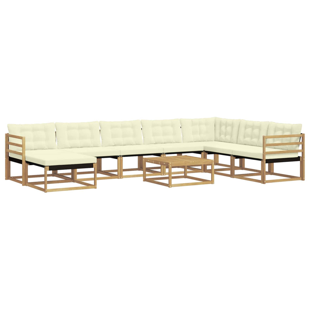 Conjunto de sofás de exterior 9 pcs Blanco y Crema