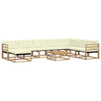 Conjunto de sofás de exterior 9 pcs Blanco y Crema