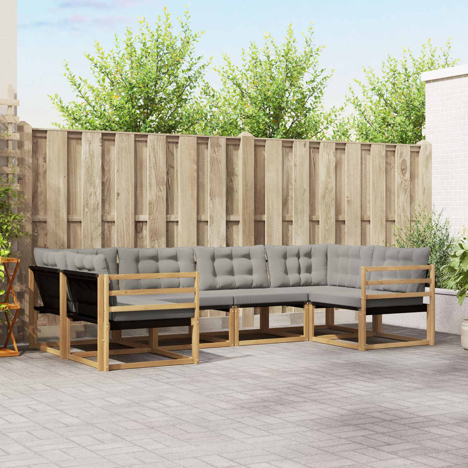 Conjunto de sofás de exterior 6 peças Branco e Antracite