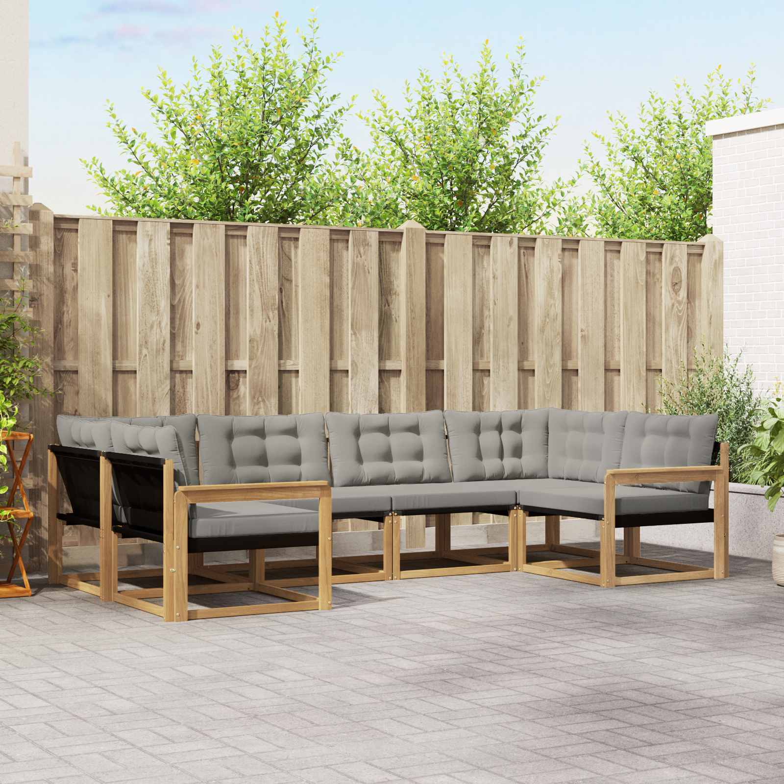 Conjunto de sofás de exterior 6 peças Branco e Antracite