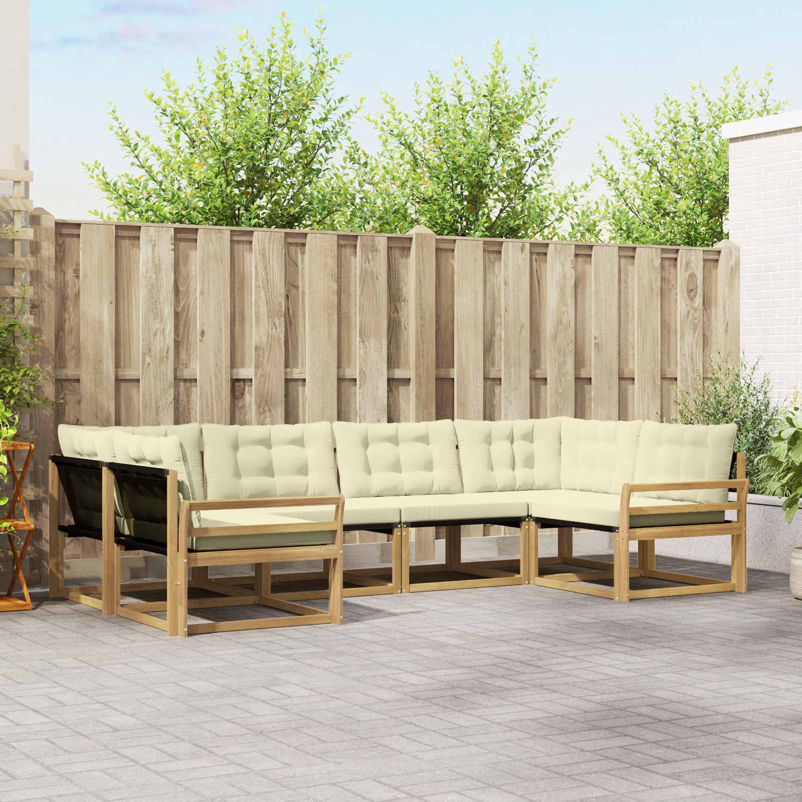 Conjunto de sofás de exterior 7 pcs Blanco y Antracita