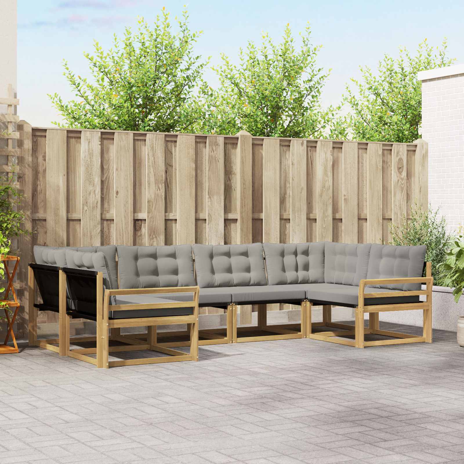 Conjunto de sofás de exterior 6 peças Branco e Antracite