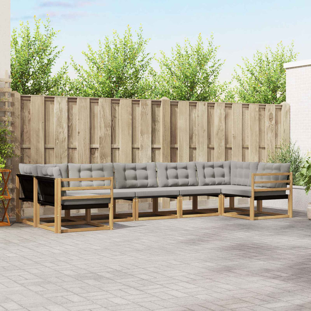 Conjunto de sofás de exterior 7 pcs Blanco y Gris Claro