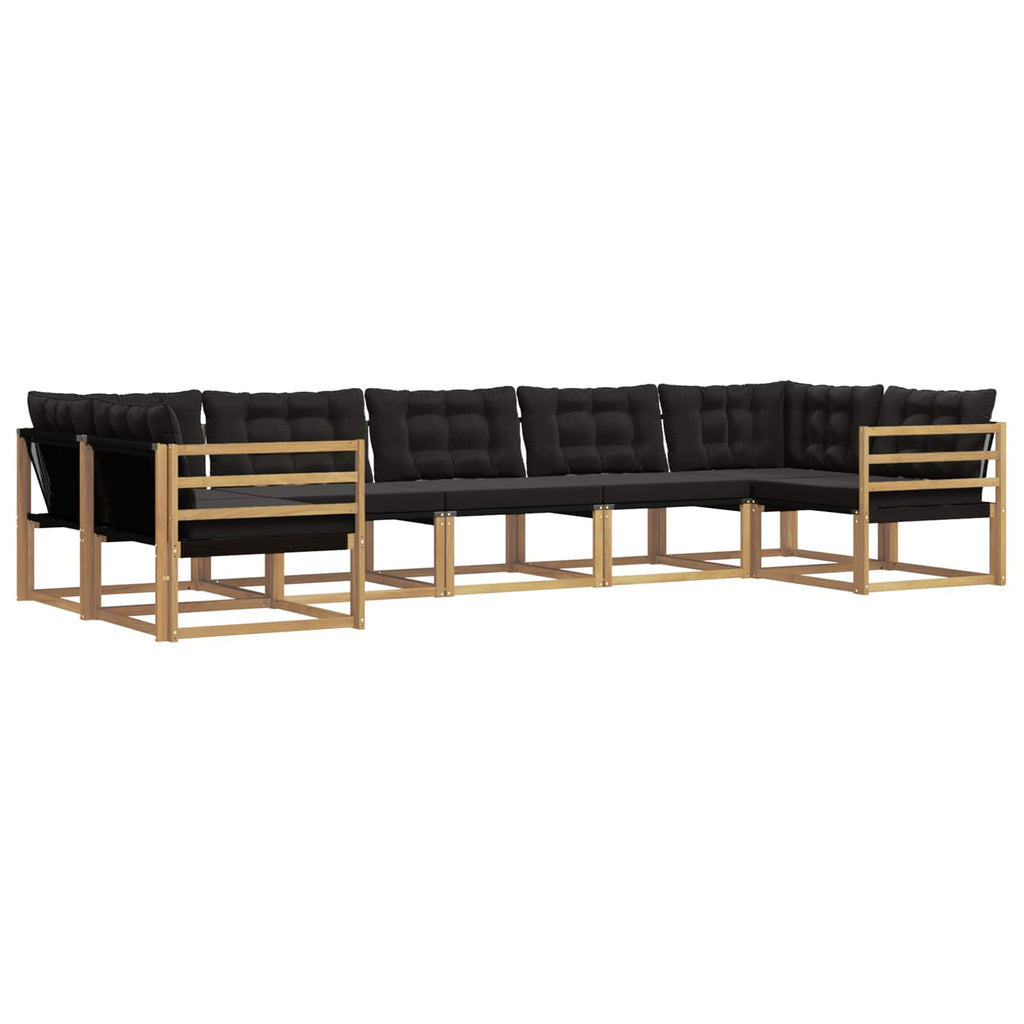 Conjunto de sofás de exterior con cojín 7 pcs Blanco y Negro