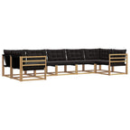Conjunto de sofás de exterior con cojín 7 pcs Blanco y Negro