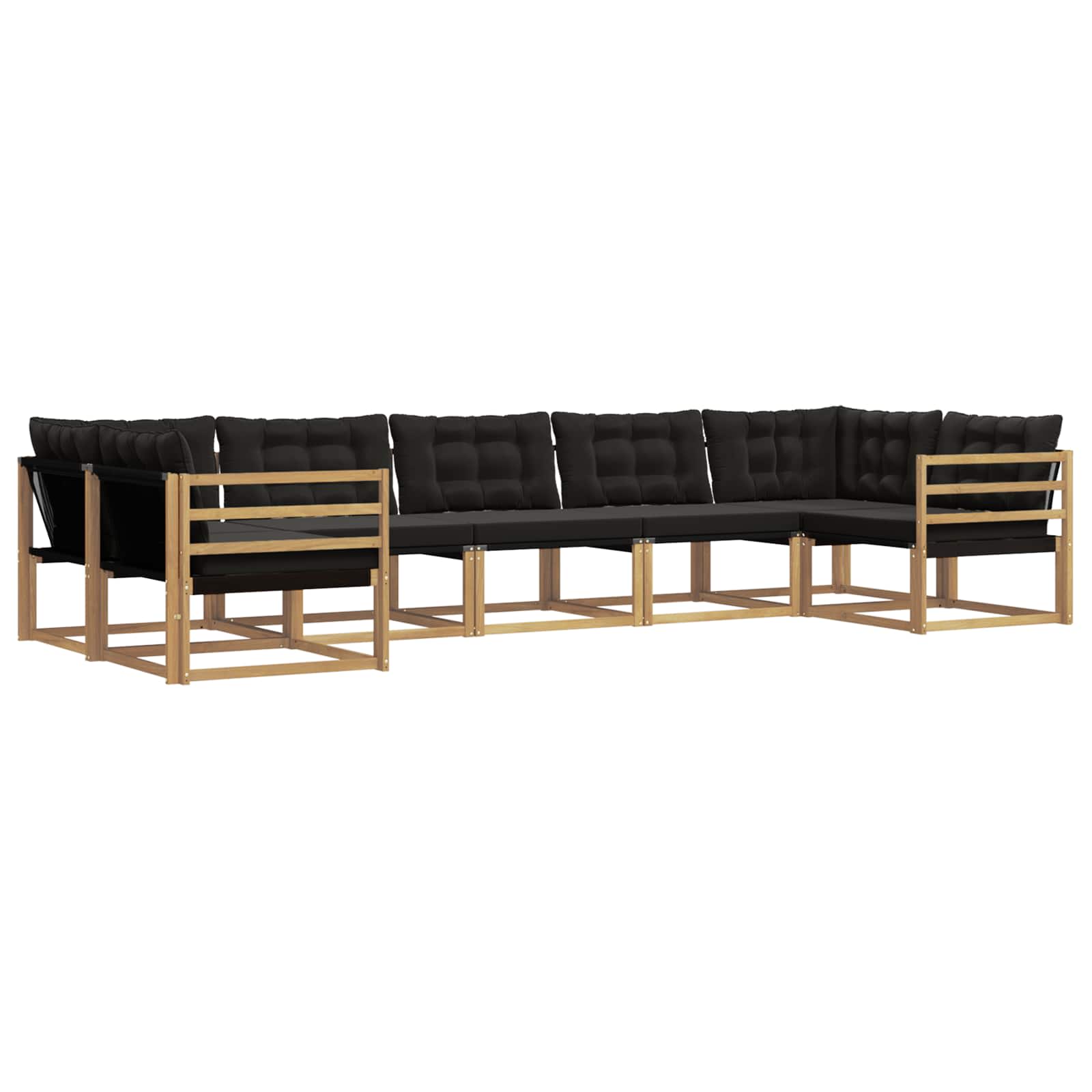 Conjunto de sofás de exterior con cojín 7 pcs Blanco y Negro