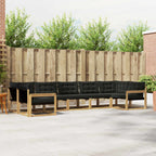 Conjunto de sofás de exterior con cojín 7 pcs Blanco y Negro