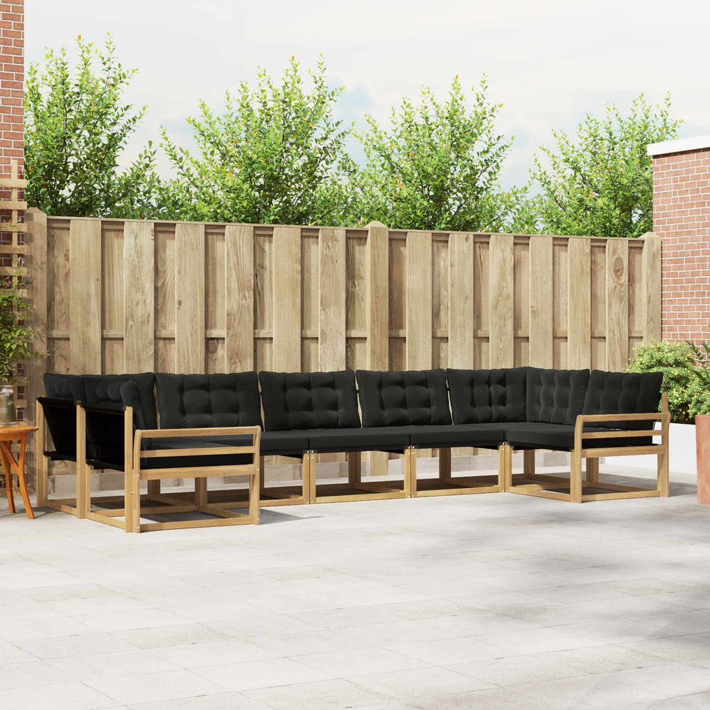 Conjunto de sofás de exterior con cojín 7 pcs Blanco y Negro