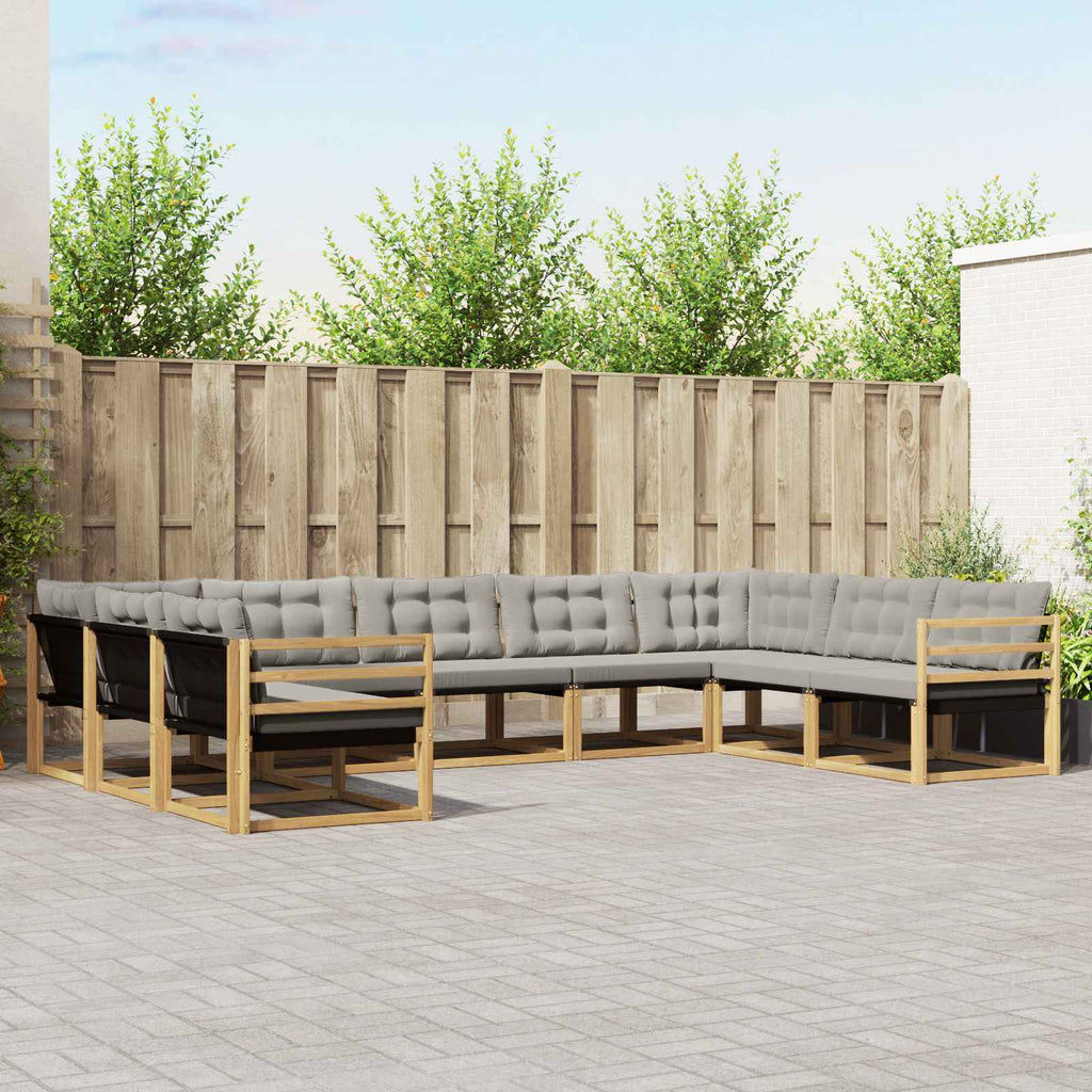 Conjunto de sofás de exterior 9 pcs Blanco y Gris Claro