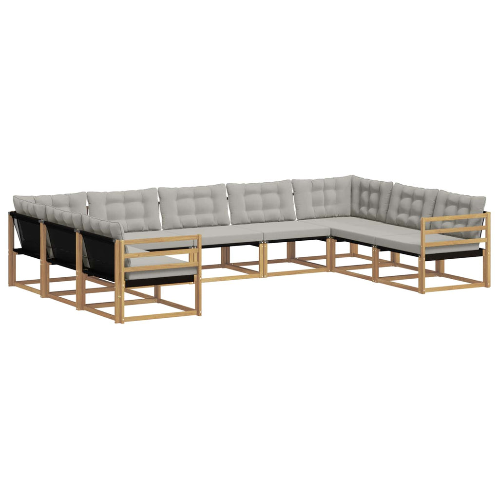 Conjunto de sofás de exterior 9 pcs Blanco y Gris Claro