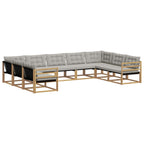 Conjunto de sofás de exterior 9 pcs Blanco y Gris Claro