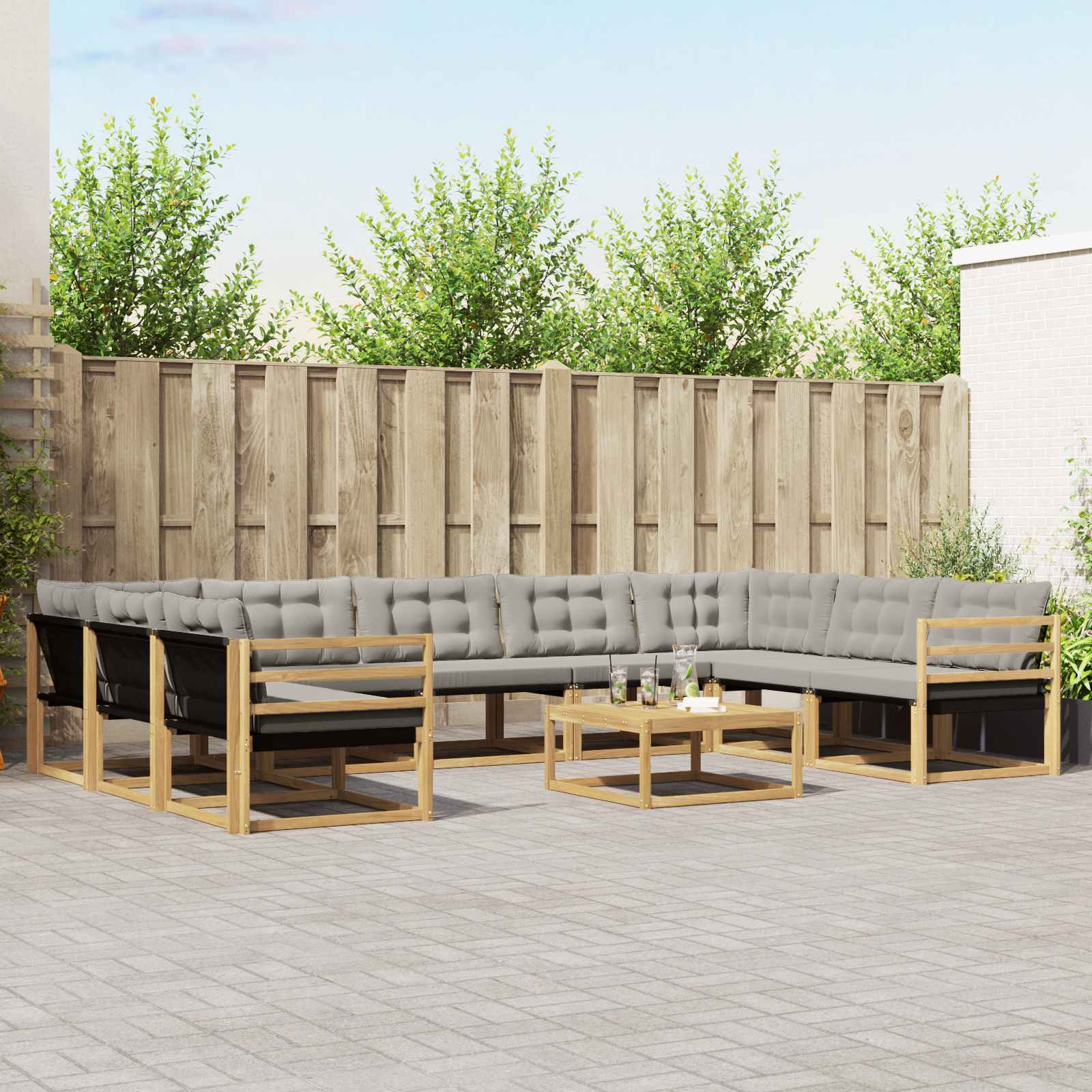 Conjunto de sofás de exterior 10 pcs Blanco y Antracita