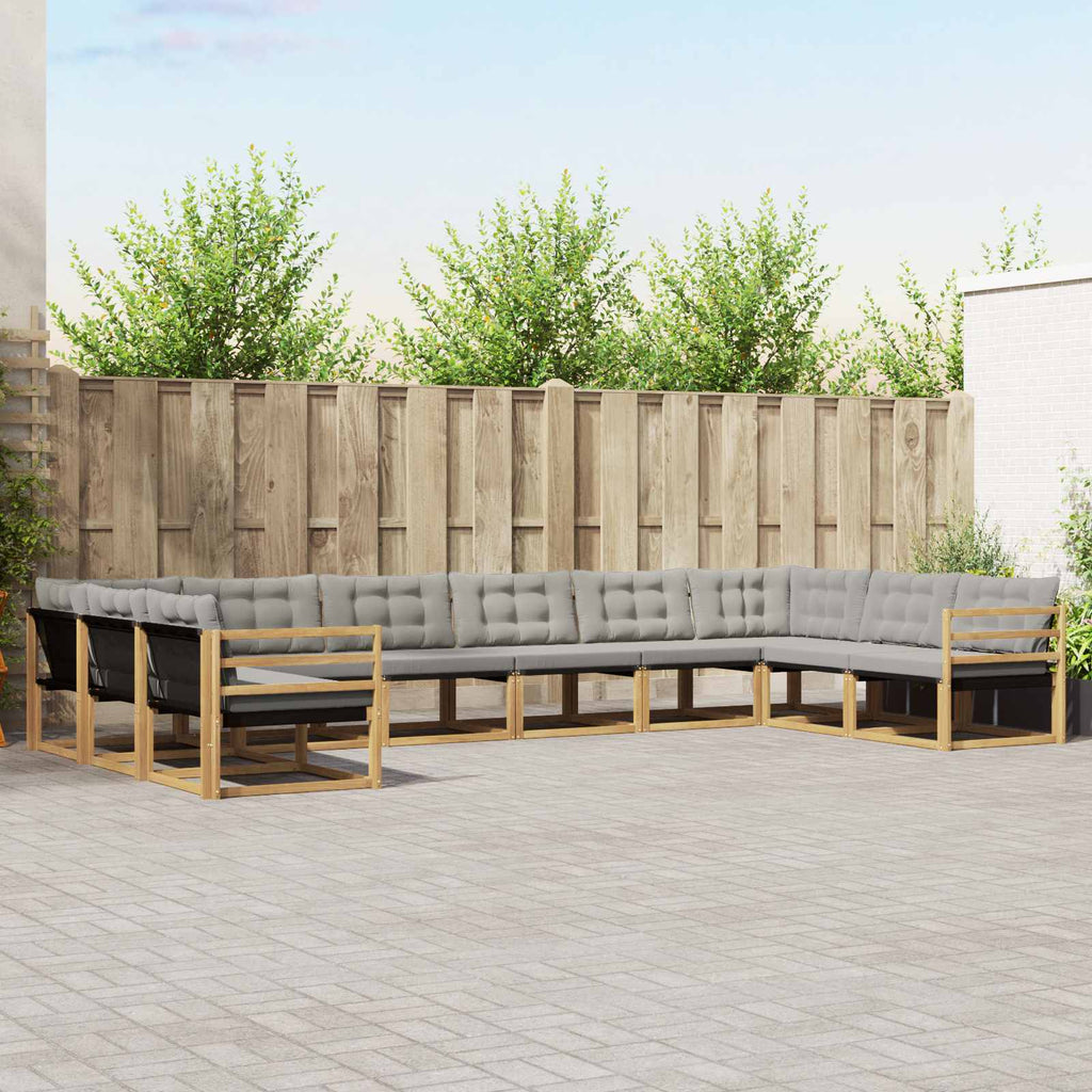 Conjunto de sofás de exterior 10 pcs Blanco y Gris Claro