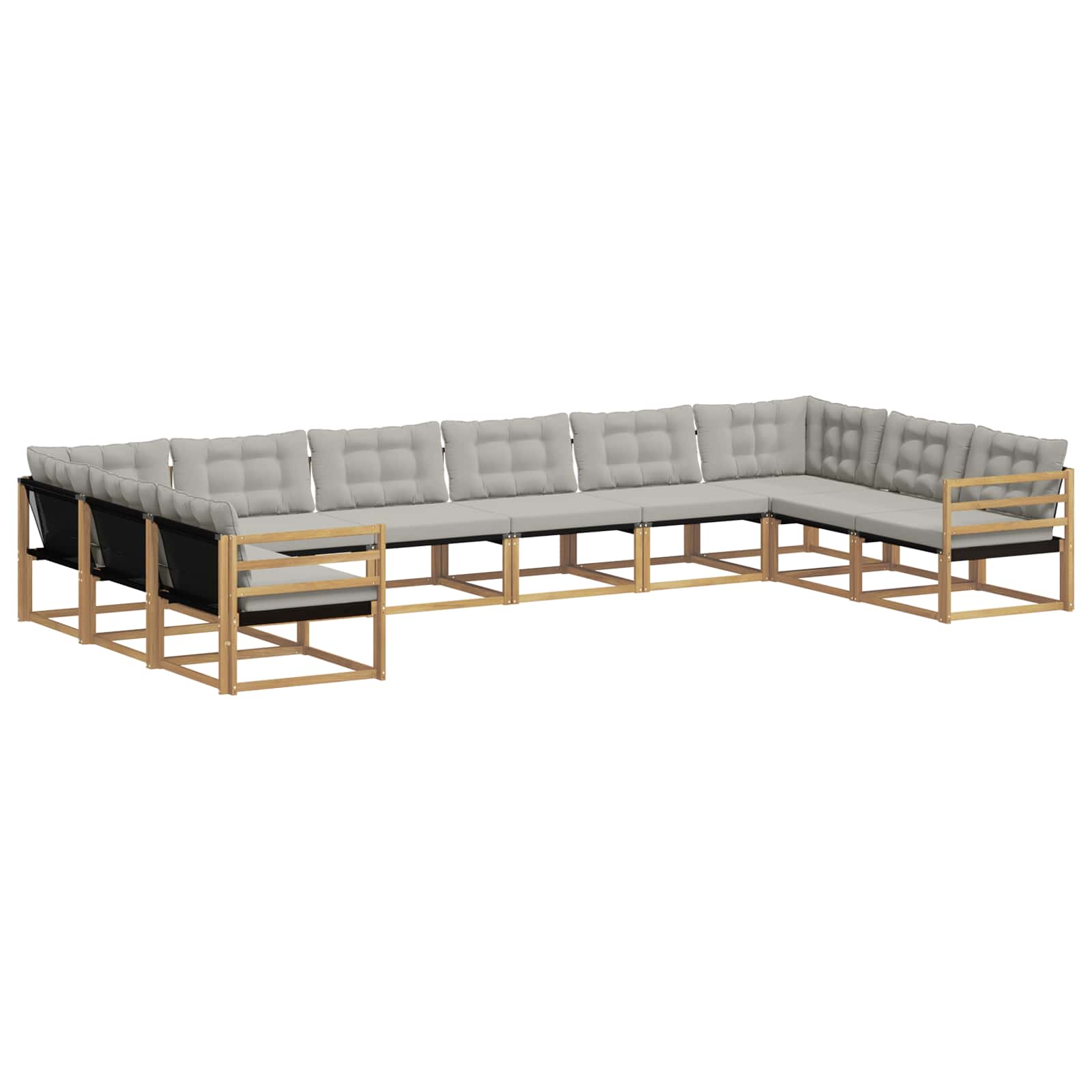 Conjunto de sofás de exterior 10 pcs Blanco y Gris Claro