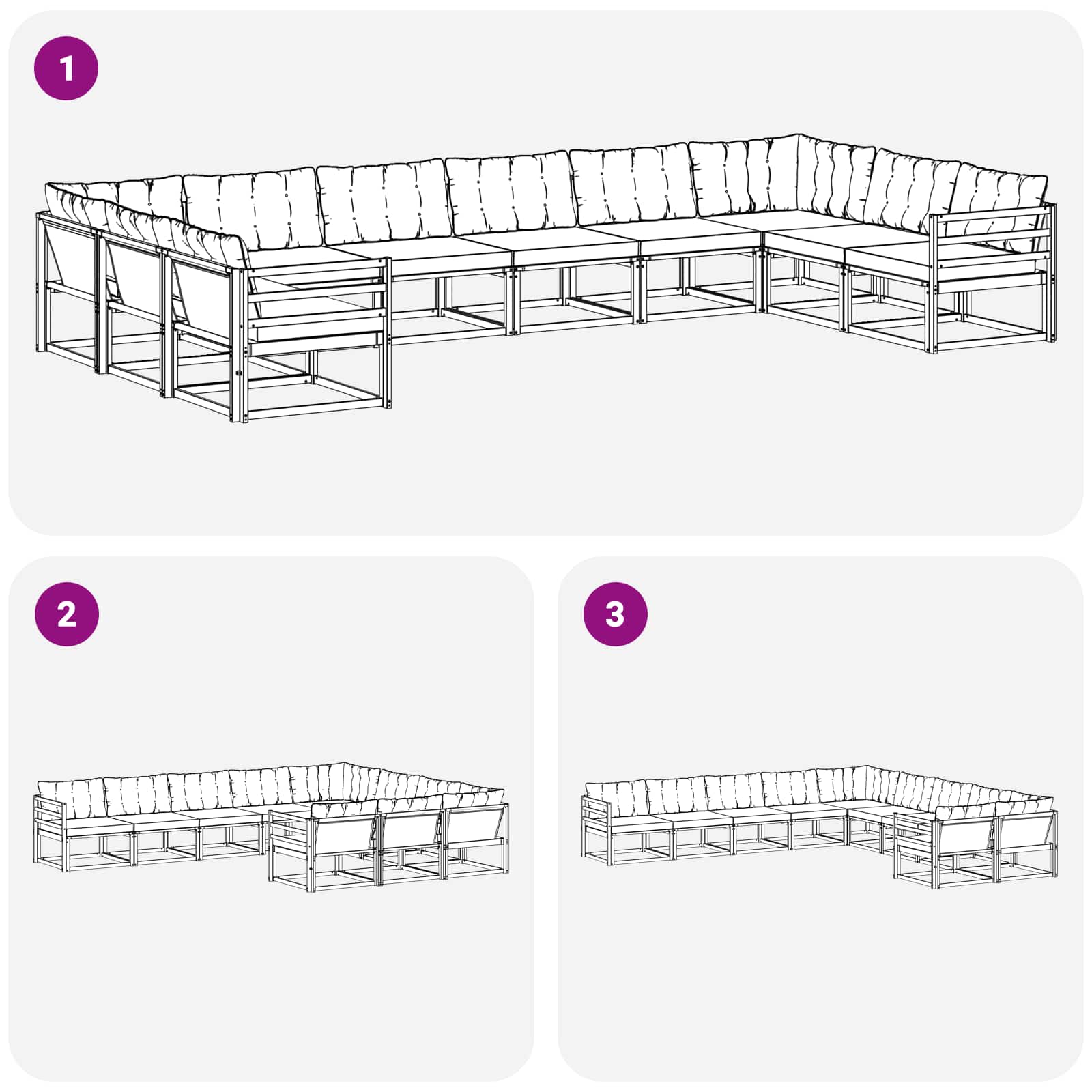 Conjunto de sofás de exterior 10 pcs Blanco y Gris Claro