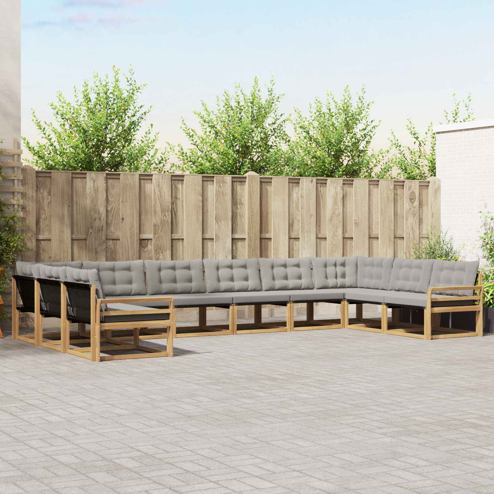 Conjunto de sofás de exterior 10 pcs Blanco y Gris Claro