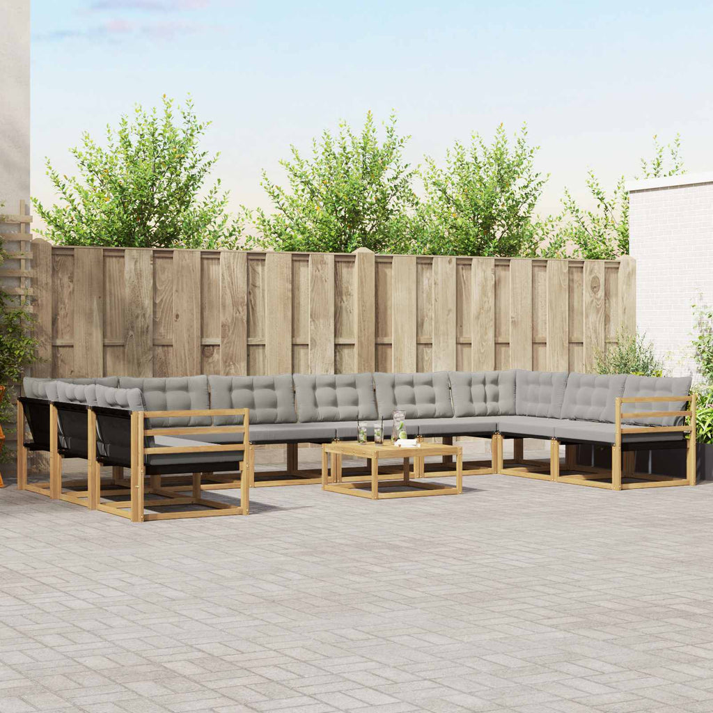 Conjunto de sofás de exterior 11 pcs Blanco y Gris Claro
