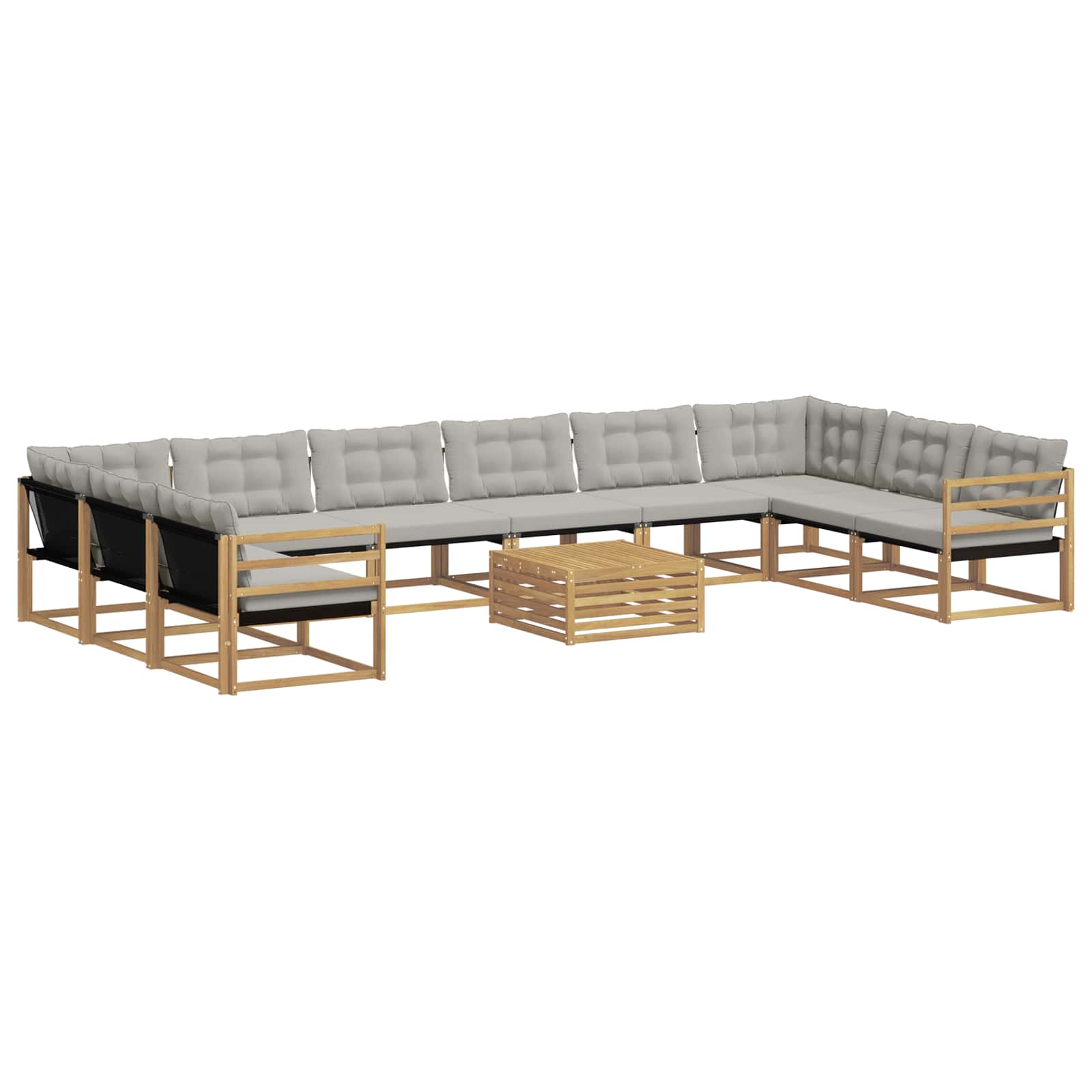 Conjunto de sofás de exterior 11 pcs Blanco y Gris Claro