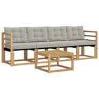 Conjunto de sofás de exterior 5 pcs Blanco y Gris Claro