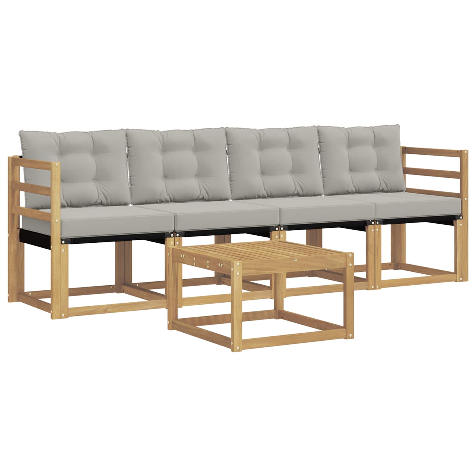 Conjunto de sofás de exterior 5 pcs Blanco y Gris Claro