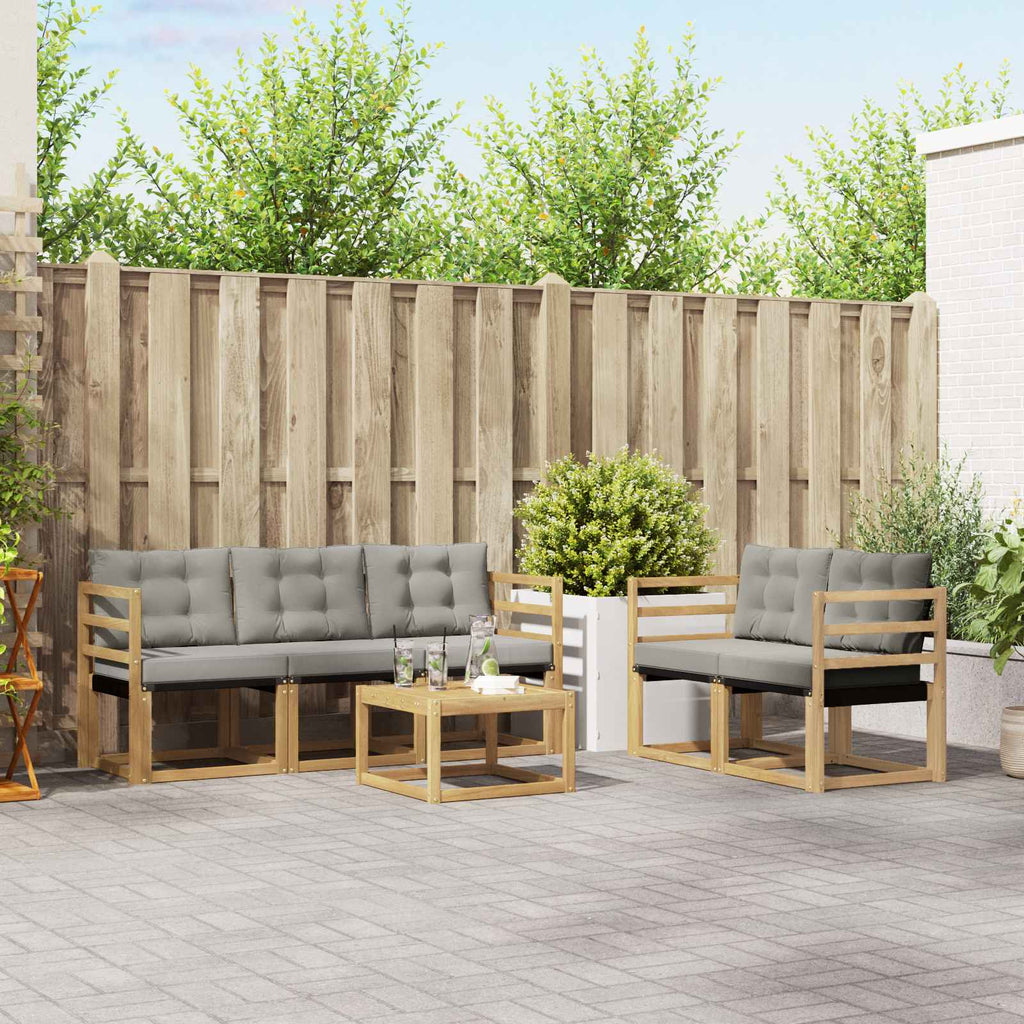 Conjunto de sofás de exterior 6 pcs Blanco y Gris Claro