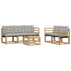 Conjunto de sofás de exterior 6 pcs Blanco y Gris Claro
