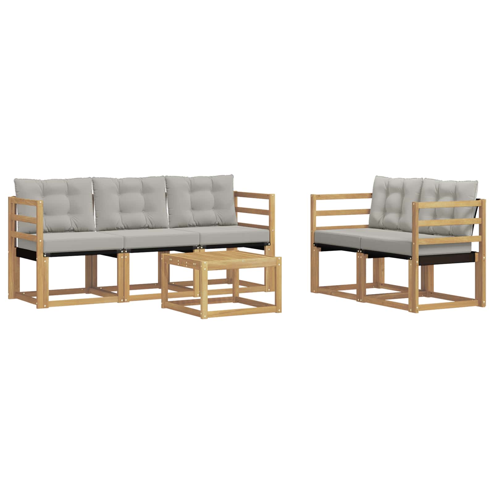 Conjunto de sofás de exterior 6 pcs Blanco y Gris Claro