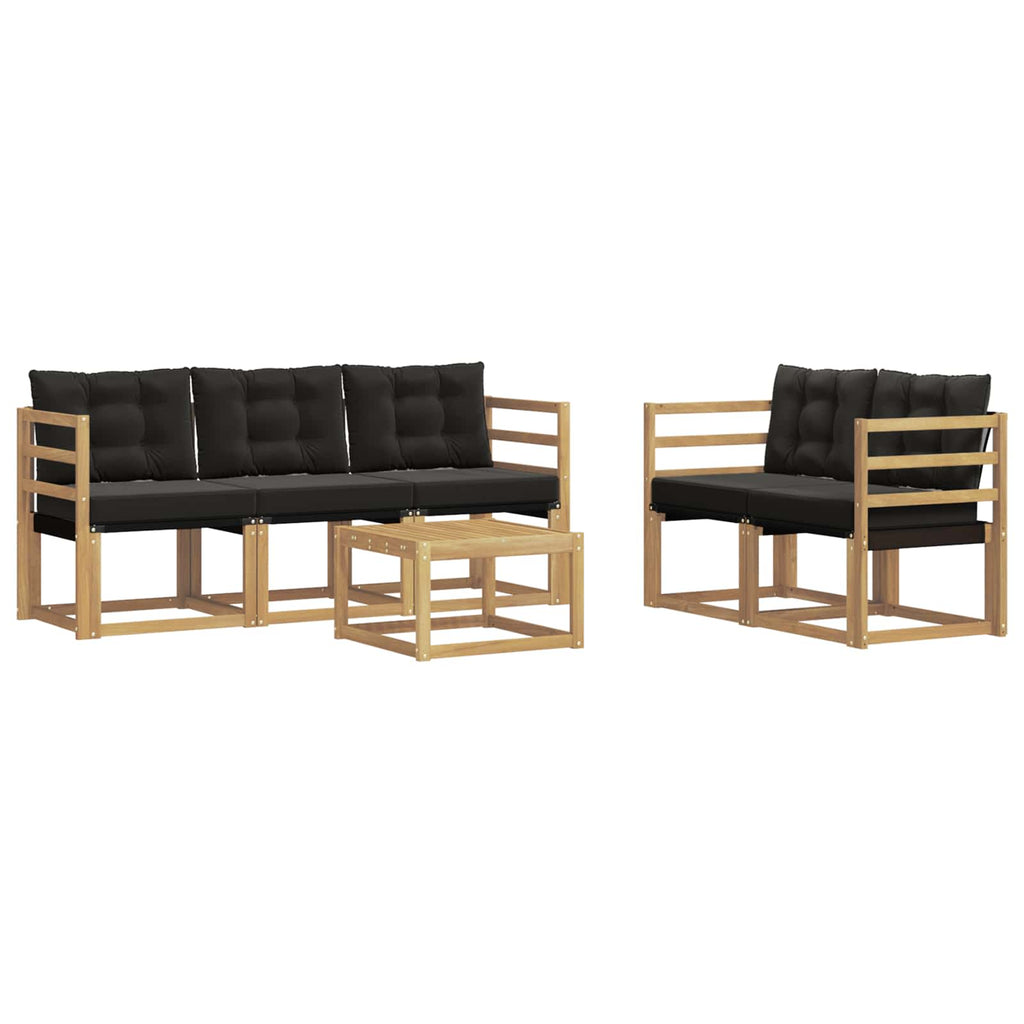 Conjunto de sofás de exterior con cojín 6 pcs Blanco y Negro