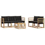 Conjunto de sofás de exterior con cojín 6 pcs Blanco y Negro