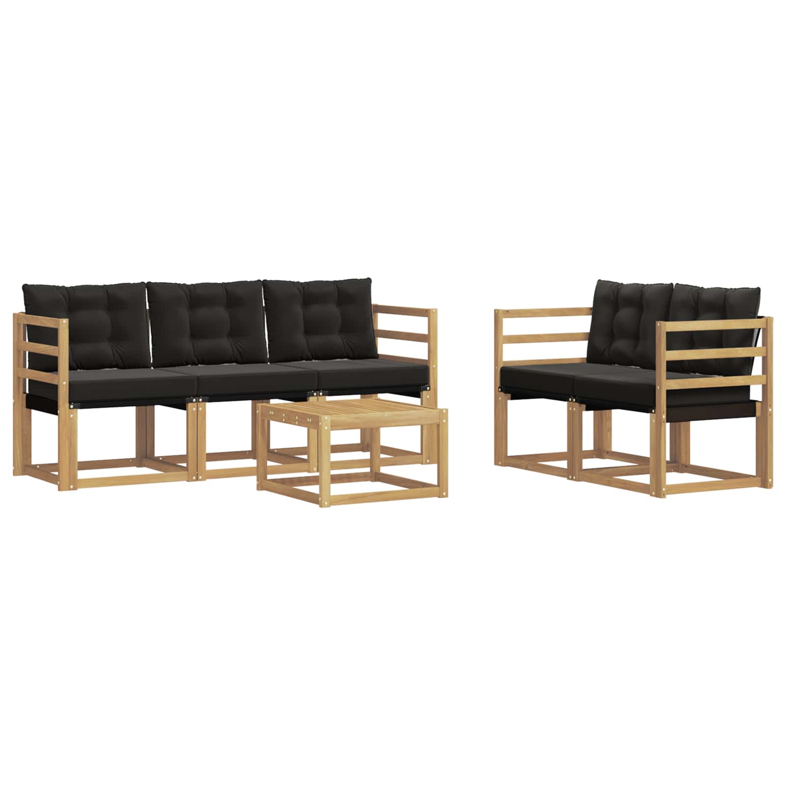 Conjunto de sofás de exterior con cojín 6 pcs Blanco y Negro
