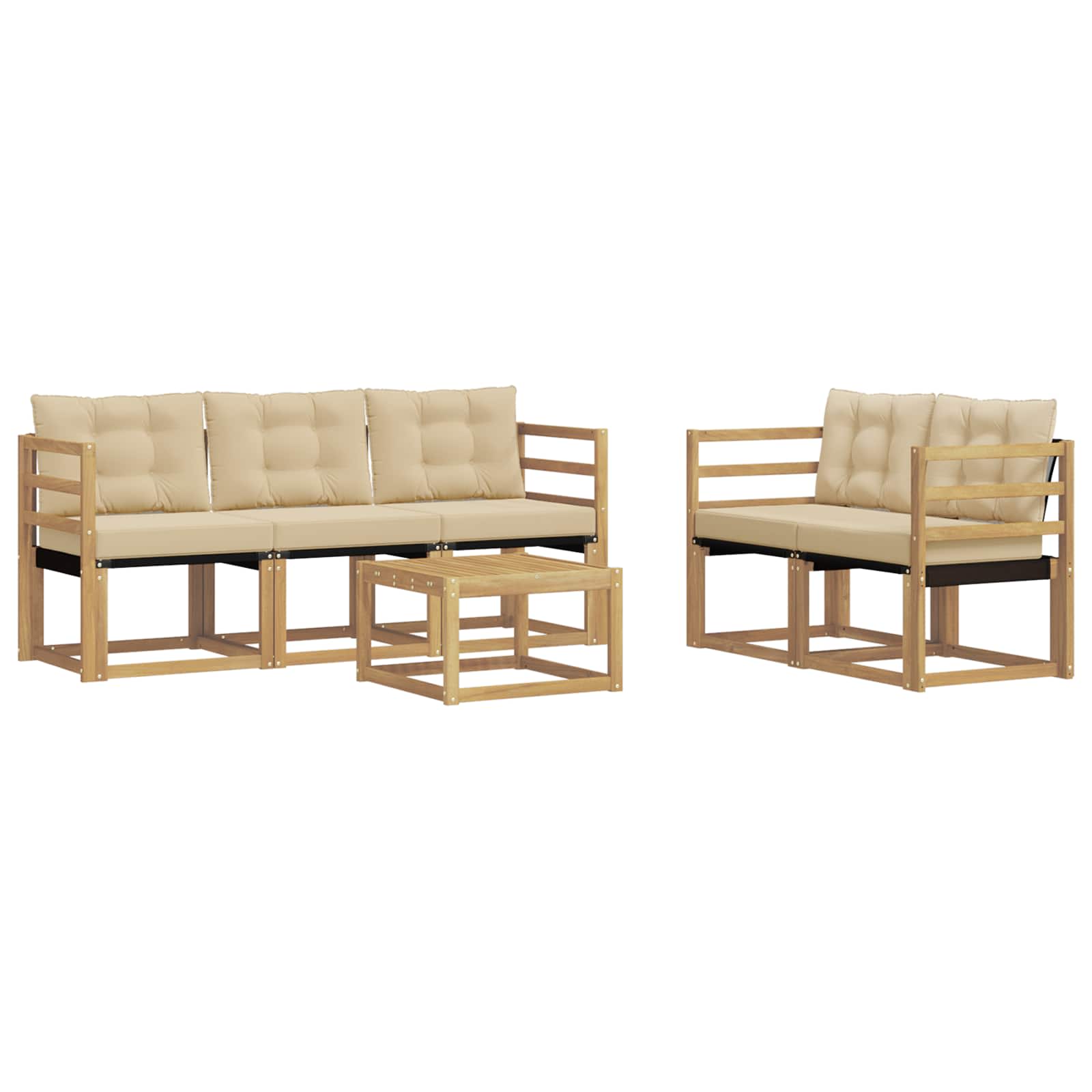 Conjunto de sofás de exterior con cojín 6 pcs y Beige