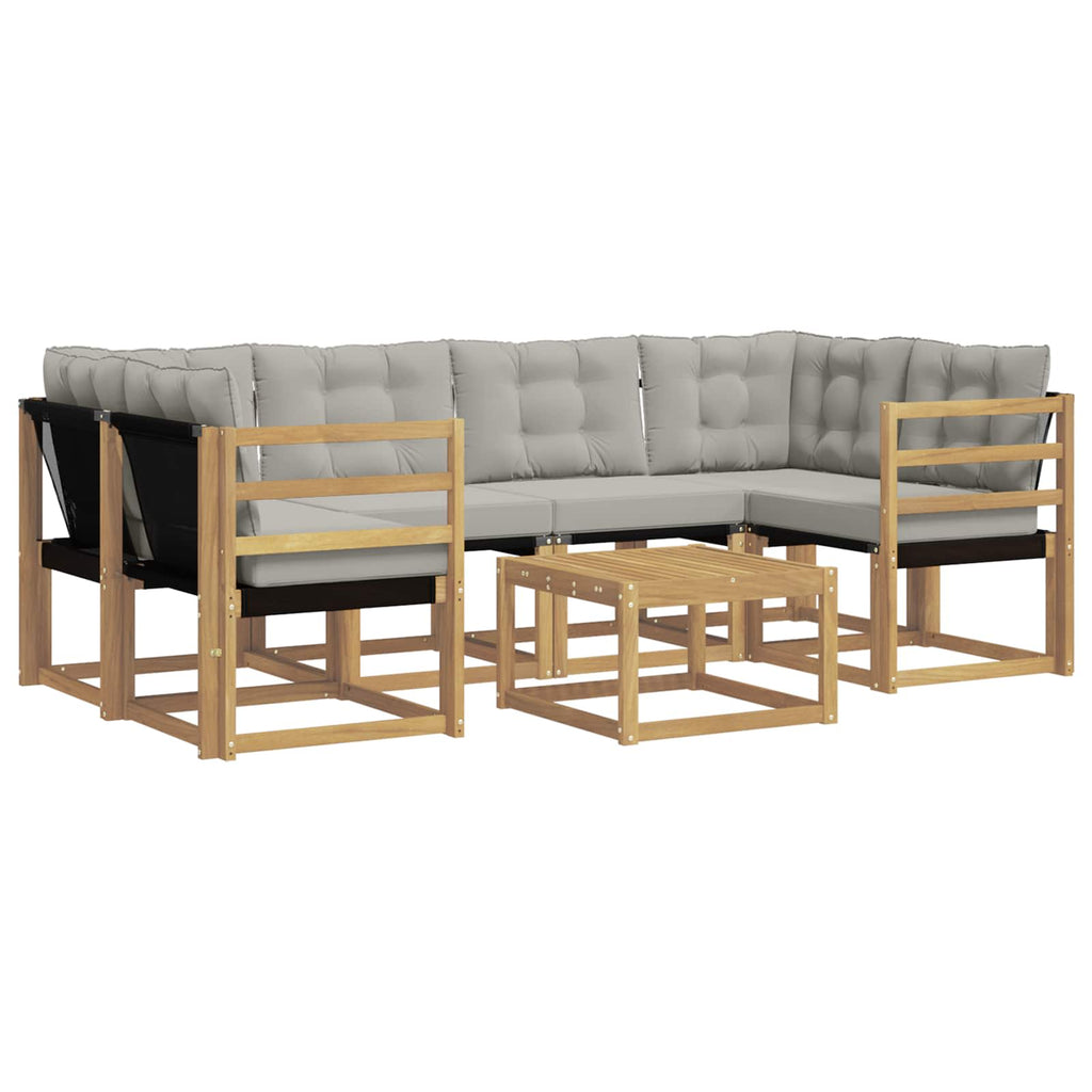 Conjunto de sofás de exterior 7 pcs Blanco y Gris Claro