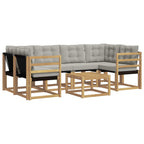 Conjunto de sofás de exterior 7 pcs Blanco y Gris Claro