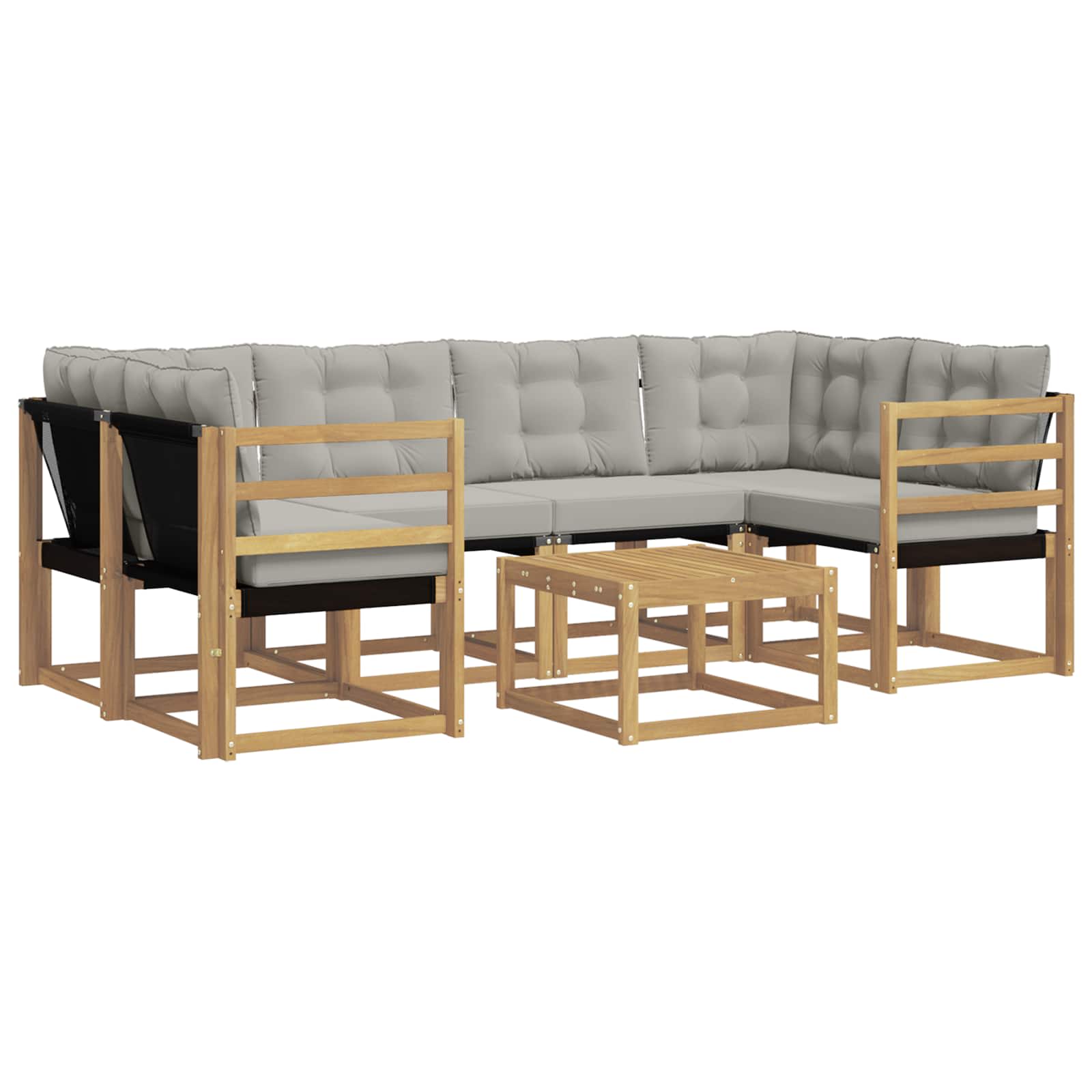 Conjunto de sofás de exterior 7 pcs Blanco y Gris Claro