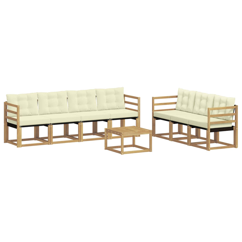 Conjunto de sofás de exterior con cojín 8 pcs Blanco y Crema