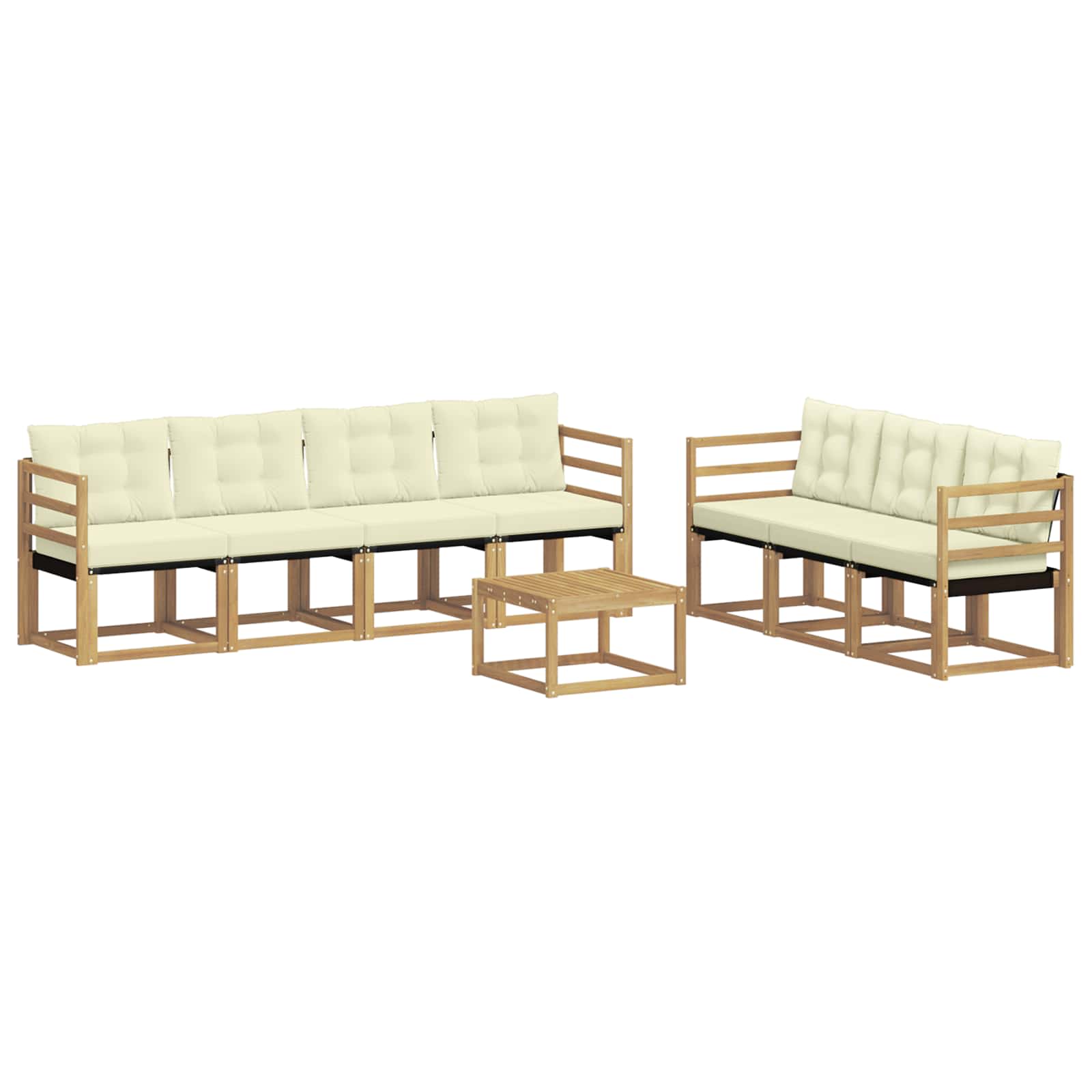 Conjunto de sofás de exterior con cojín 8 pcs Blanco y Crema