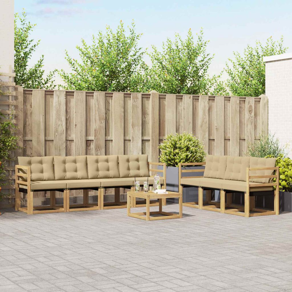Conjunto de sofás de exterior con cojín 8 pcs y Beige