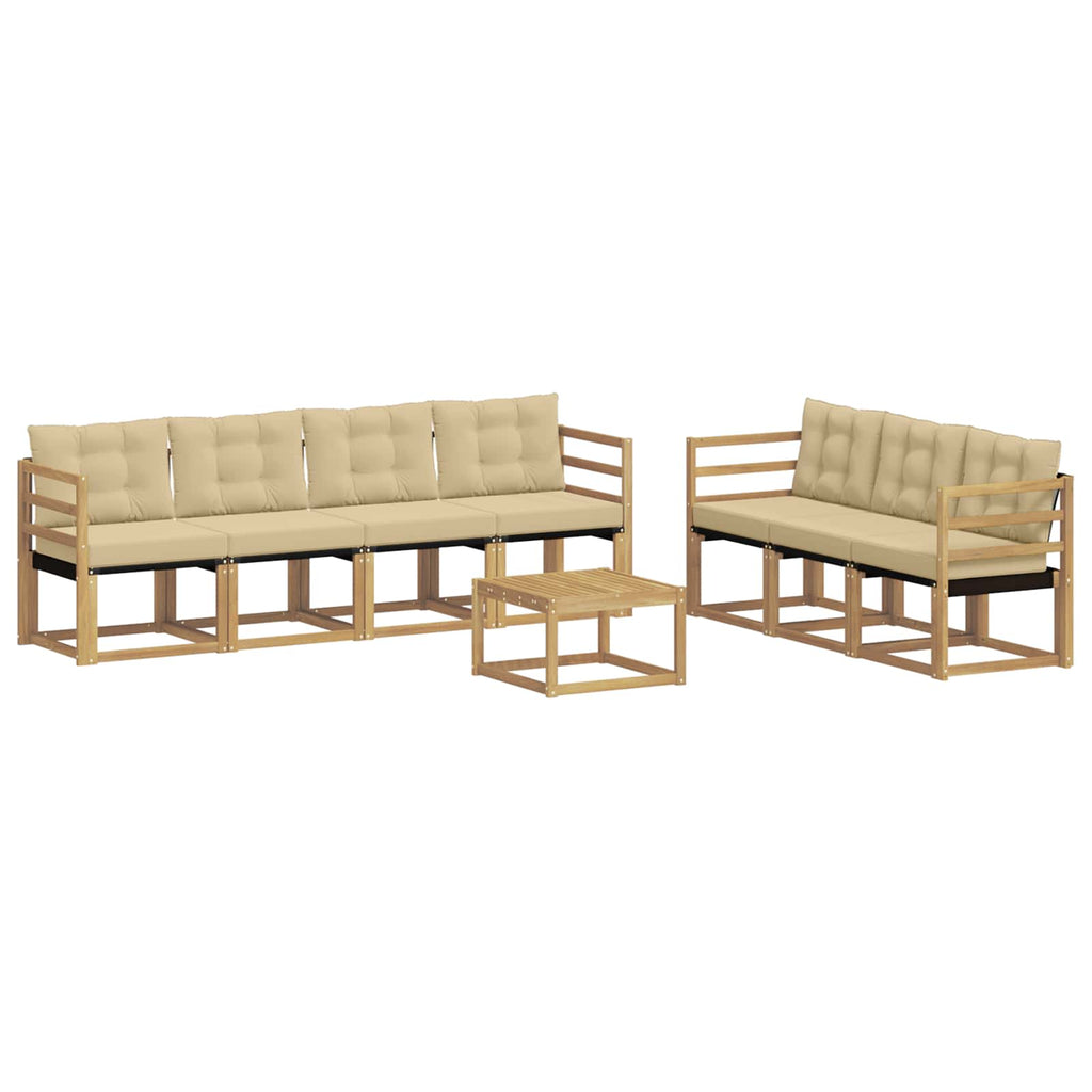 Conjunto de sofás de exterior con cojín 8 pcs y Beige