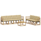 Conjunto de sofás de exterior con cojín 8 pcs y Beige