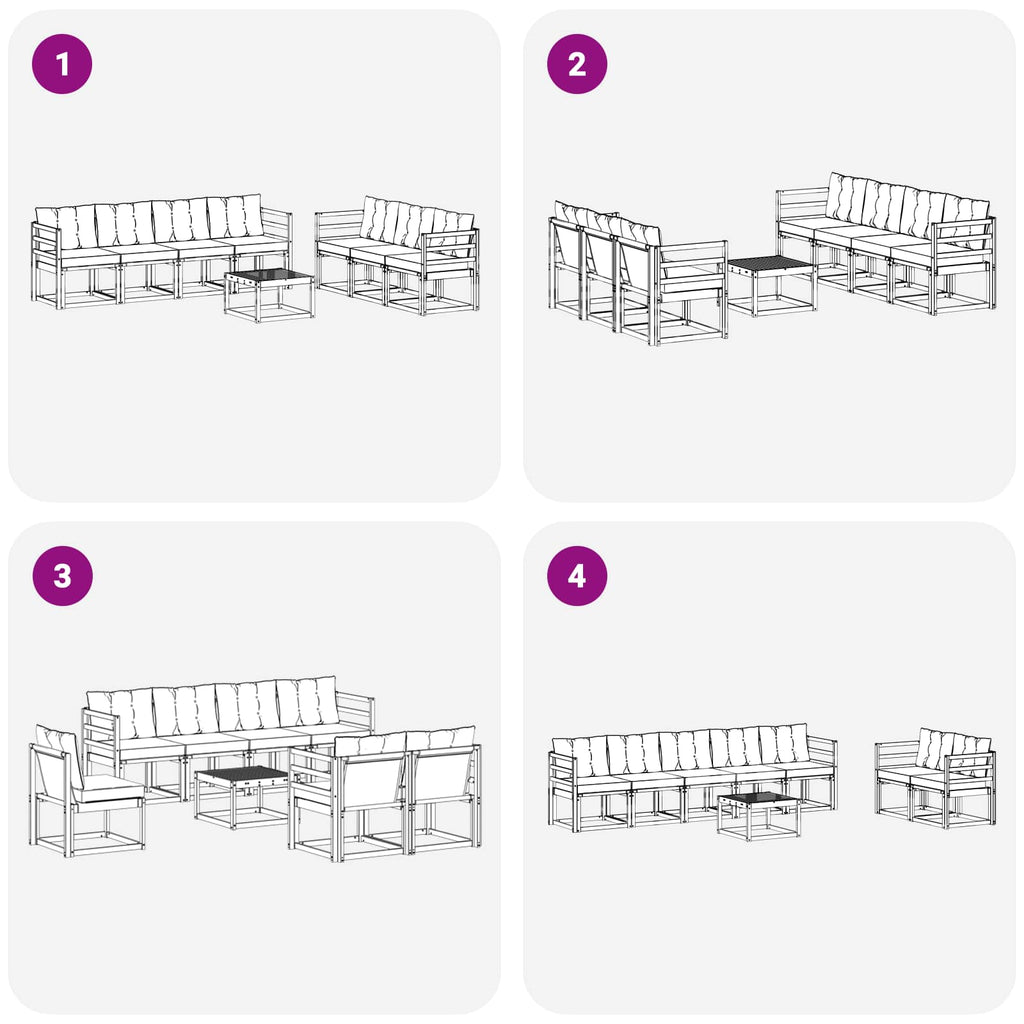 Conjunto de sofás de exterior con cojín 8 pcs y Beige